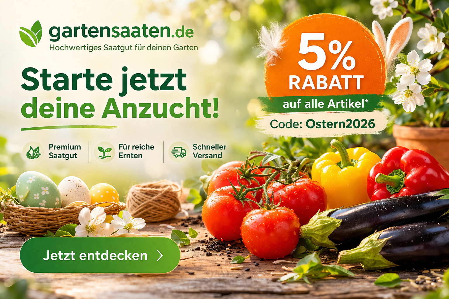 Jetzt mit der Anzucht starten & sparen – Osteraktion bei Gartensaaten.de - 